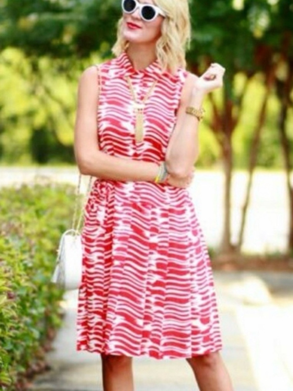 CAbi Red Brushstroke Dress Medium